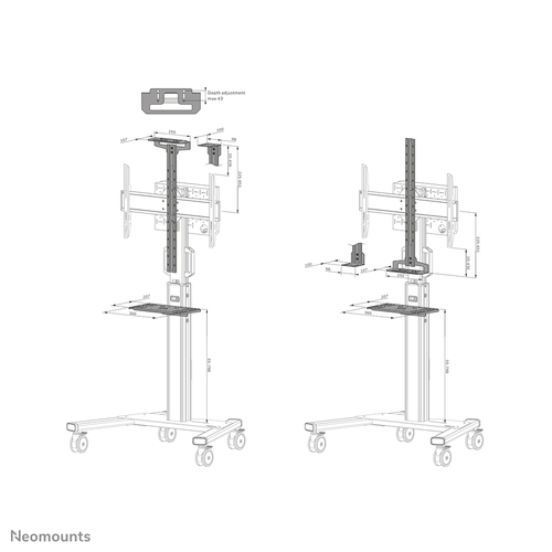 Neomounts Mounting Shelf for Video Bar, Multimedia Device, Display Screen - Black - Height Adjustable - 9 kg Load Capacity