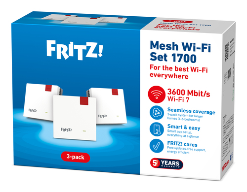 Mesh Set Mesh Wi-Fi Set 1700 3-pack. Product colour: White, Antenna type: Internal