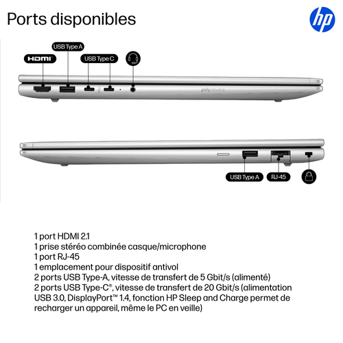 Ordinateur Portable - HP ProBook 4 G1iR - Écran 40,6 cm (16") - WUXGA - Intel Core 5 1ère Gen 120U - 16 Go - 512 Go SSD - 