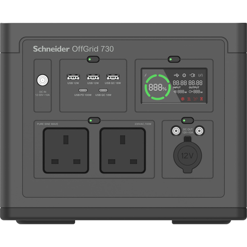 APC PPS730-UK. Fonte de carregamento: AC, DC, Capacidade de bateria: 738 Wh, Tecnologia de carregamento rápido: Power Deli