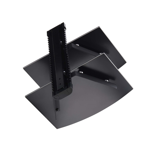 StarTech.com Dual Floating Wall-Mounted AV Shelves, Adjustable Height Shelf For Under TV A/V Equipment, Black Tempered Gla