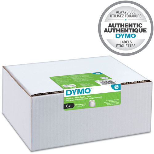 Dymo Name Badge Label - 101 mm Height x 54 mm Width - Roll - Permanent Adhesive - White - Paper - 220 / Roll - 5280 Total 