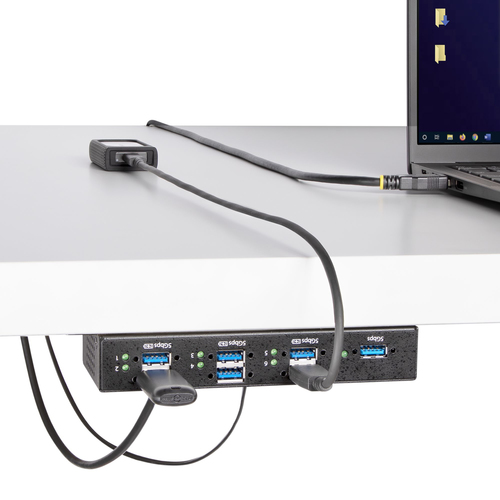 StarTech.com 7-Port Managed USB Hub, Heavy Duty Metal Industrial Housing, ESD & Surge Protection, Wall/Desk/Din-Rail Mount
