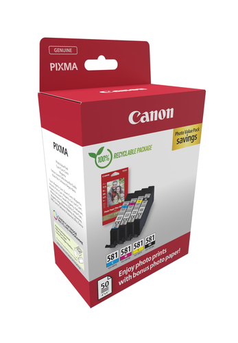 Canon 2106C006. Supply type: Photo value pack, Printing colours: Black, Cyan, Magenta, Yellow, Quantity per pack: 4 pc(s)
