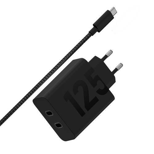 Motorola TurboPower 125W Duo Charger. Charger type: Indoor, Power source type: AC, Charger compatibility: Universal. Input