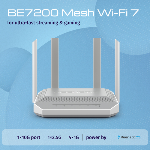 Keenetic TITAN KN-1812 Wi-Fi 7 Ethernet Roteador sem fio - Dual Band - 2,40 GHz Banda ISM - 5 GHz Banda UNII - 10 x Antena