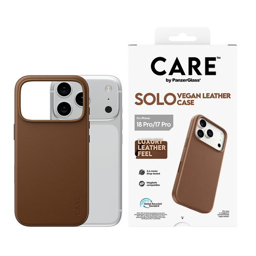 PG CARE CASE SOLO VEGAN LETHER MS IP 17 PRO/18 PRO BROWN