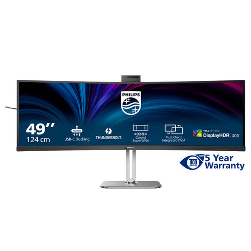 Philips 49B2U6903CH/00. Display diagonal: 124.5 cm (49"), Display resolution: 5120 x 1440 pixels, HD type: Dual QHD, Displ