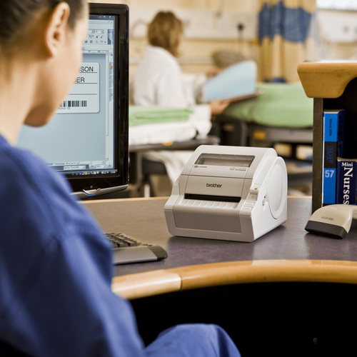 Brother TD-4100N Desktop Direct Thermal Printer - Monochrome - Label Print - Fast Ethernet - USB - Serial - With Cutter - 