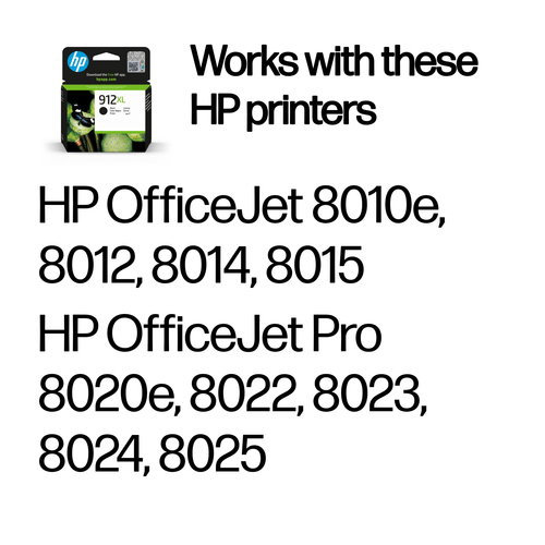 HP 912XL High Yield Black Original Ink Cartridge. Cartridge capacity: High (XL) Yield, Black ink type: Pigment-based ink, 