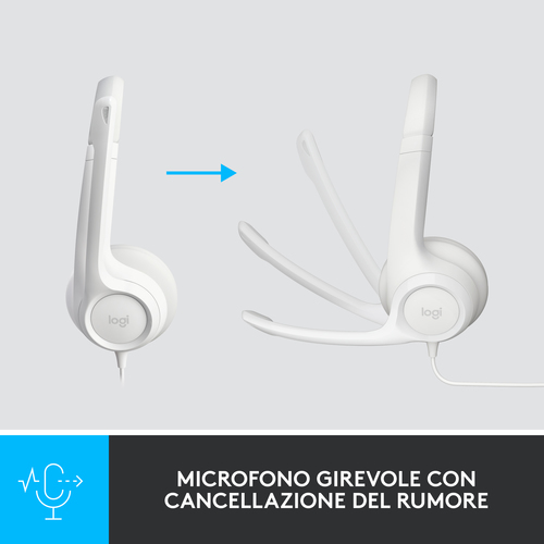 Cuffie Logitech H390 Cavo Over-the-head - Bianco - Binaural - Ear-cup - 32 Ohm - 20 Hz a 20 kHz - 240 cm Cavo - Cancellazi