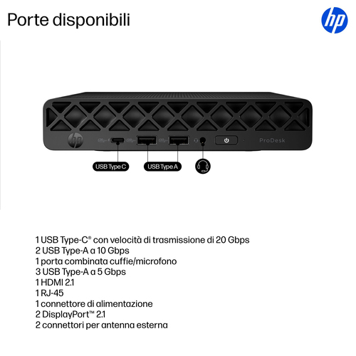 Desktop Computer HP Business Desktop ProDesk 4 G1i - Intel Core Ultra 5 235T - Tecnologia vPro - 8 GB - 256 GB PCI Express