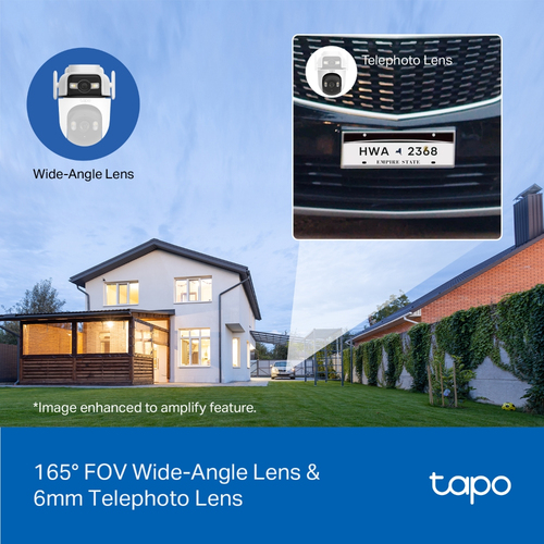 TP-Link Tapo Outdoor Dual Lens Pan/Tilt Security Camera. Type: IP security camera, Placement supported: Outdoor, Connectiv