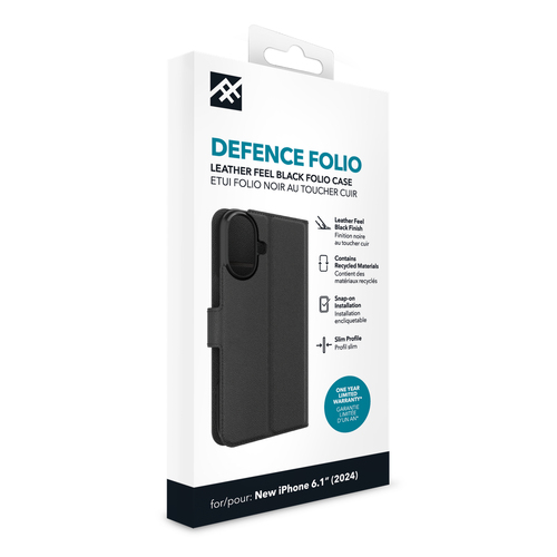 ifrogz Defence Tasche (Folie) Apple iPhone 16 Smartphone - PU-Leder, Polycarbonat, Plastik Körper