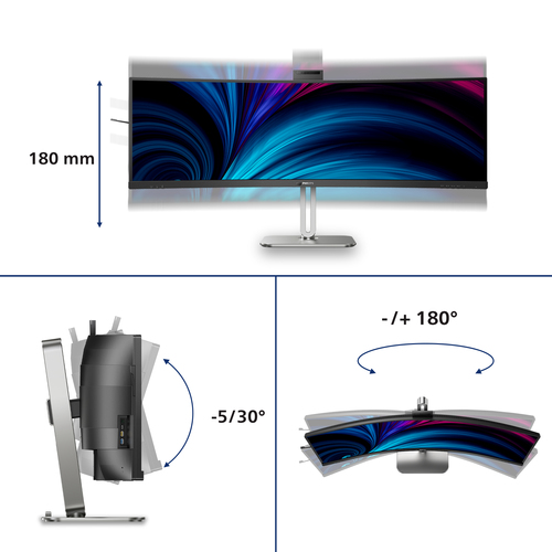 Philips 49B2U6903CH/00. Display diagonal: 124.5 cm (49"), Display resolution: 5120 x 1440 pixels, HD type: Dual QHD, Displ