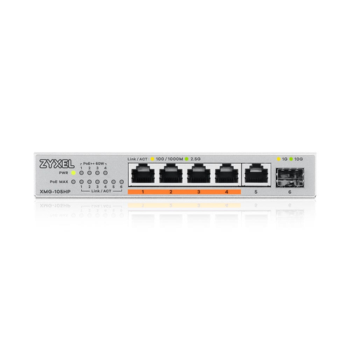 ZYXEL XMG-100 XMG-105HP 5 Ports Ethernet Switch - 2.5 Gigabit Ethernet, Gigabit Ethernet, 10 Gigabit Ethernet - 1000Base-X