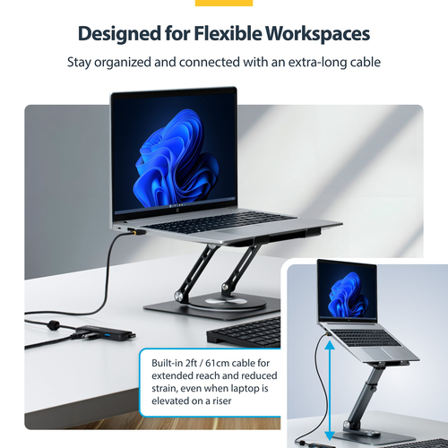 StarTech.com 4-Port USB-A Hub, 5Gbps, Bus Powered, USB-A to 4x USB-A Mini Hub, Extra Long 2ft/61cm Host Cable, 70% PCR Pla