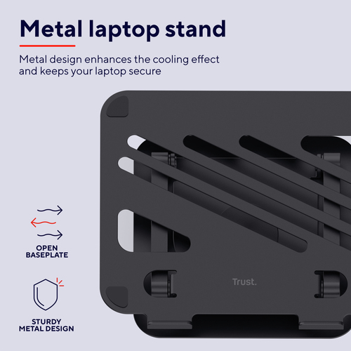 Trust Höhenverstellbar Notebook-Ständer - Bildschirmgröße: Bis zu 40,6 cm (16 Zoll) - 10 kg TragfähigkeitDisplay Type Supp