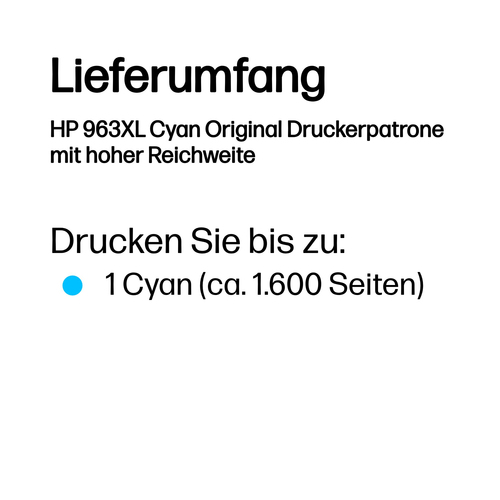 HP 963XL Tintenstrahl Tintenpatrone - Cyan - Originaler Pack - Tintenstrahl