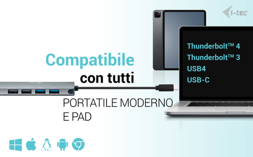 Docking station i-tec USB Type-C per Computer portatile, Tablet, Monitor - Grigio - 2 Display supportati - 4K, Full HD, QH