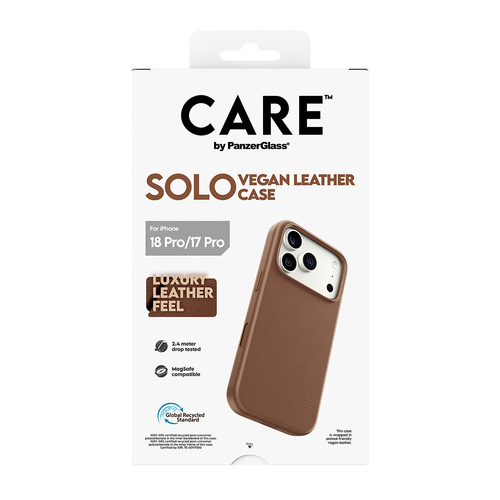 PG CARE CASE SOLO VEGAN LETHER MS IP 17 PRO/18 PRO BROWN