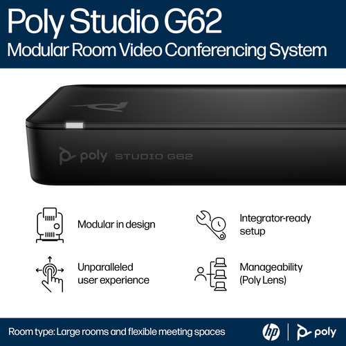Poly Studio G62 Video Conference Equipment - Large Room Size Supported - Black