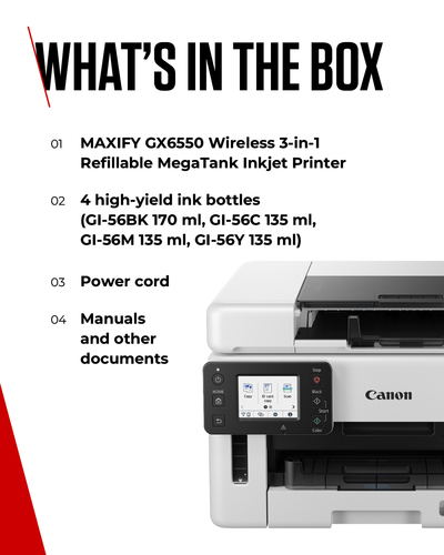 Canon MAXIFY GX6550 A4 Wireless Refillable Inkjet MFP | Ingram Micro