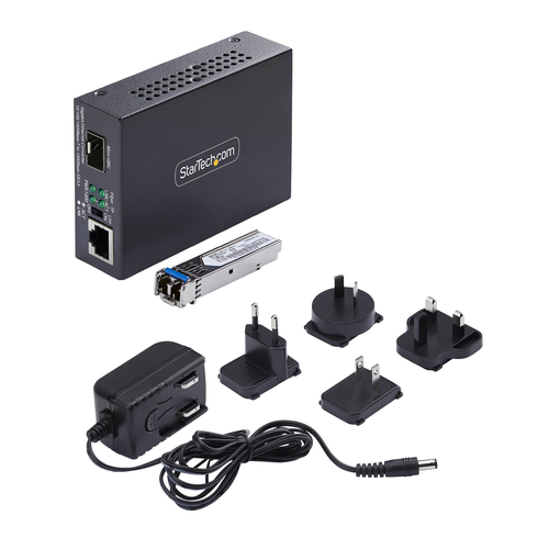 StarTech.com Gigabit Ethernet Copper-to-Fiber Media Converter, SM LC, 40km, 10/100/1000 Mbps, RJ45 to LC, 9K Jumbo Frames,