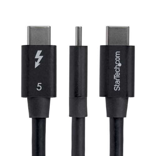 StarTech 2.6ft (80cm) Right Angle Thunderbolt 5 Cable, 80Gbps/120Gbps, 240W PD, 8K 60Hz, Certified Thunderbolt Cable - Cer