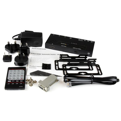 StarTech.com 4-Port HDMI Automatic Video Switch - 4K 2x1 HDMI Switch with Fast Switching, Auto-Sensing and Serial Control 