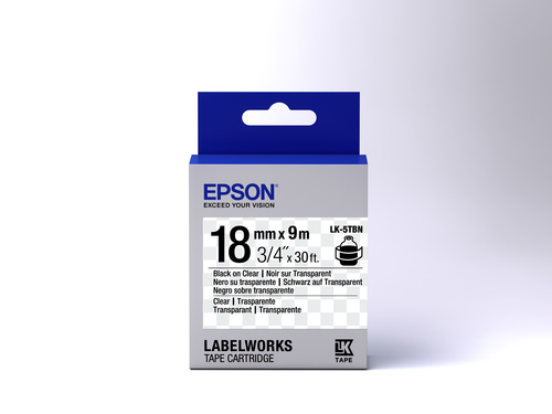 Epson LabelWorks LK-5TBN Label Tape - 18 mm Width - Thermal Transfer - Transparent - 1 Roll