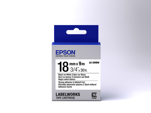 Epson LabelWorks LK-5WBW Label Tape - 18 mm Width - Thermal Transfer - White