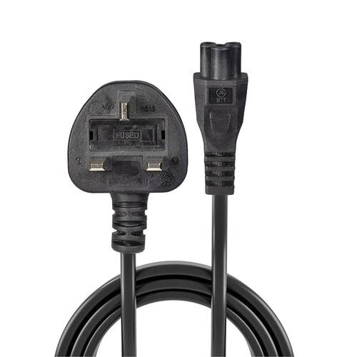 1M MAINS POWER CABLE UK 3 PIN PLUG TO IEC C5