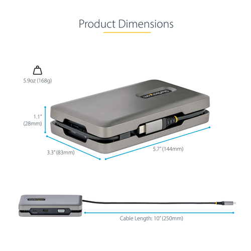 StarTech.com USB 3.2 (Gen 2) Type C Docking Station for Notebook, Smartphone, Tablet - 100 W - Space Gray - TAA Compliant 