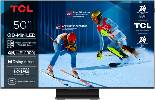 TCL C79K Serie Smart TV QD-MiniLED 4K 50" 50C79K, 144Hz, Dolby Vision IQ & Atmos, Google TV. Dimensioni diagonale schermo: