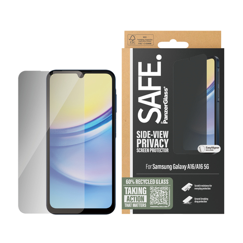 Safe Glass Privacy Screen Protector for Samsung Galaxy A15, Galaxy A15 5G - Transparent - For Widescreen Super AMOLED Smar