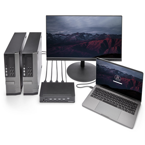 StarTech.com KVM Switchbox - TAA Compliant - 4 Computer(s) - 1 Local User(s) - 1920 x 1080 - 11 x USB - 5 x HDMI - 1U - Ra