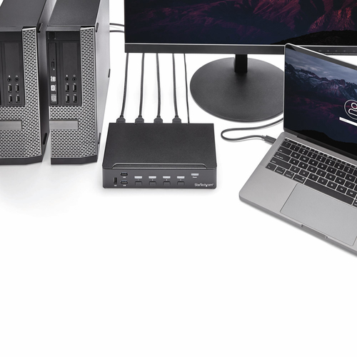 StarTech.com KVM Switchbox - TAA Compliant - 4 Computer(s) - 1 Local User(s) - 1920 x 1080 - 11 x USB - 5 x HDMI - 1U - Ra