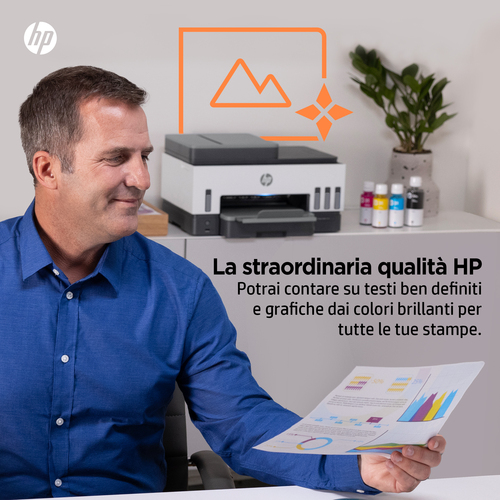 Stampante multifunzione a getto di inchiostro HP 7605 Smart Tank - Fotocopiatrice/Stampante/Scanner - 4800 x 1200 Stampa dpi