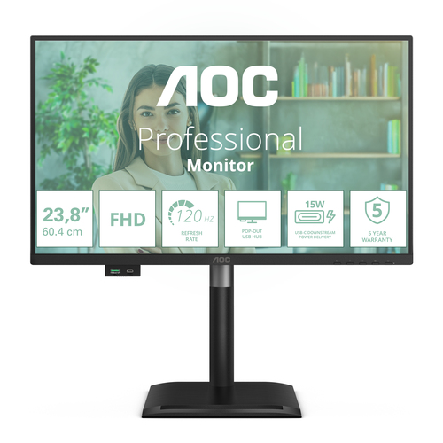 AOC 24P4U. Display diagonal: 60.5 cm (23.8"), Display resolution: 1920 x 1080 pixels, HD type: Full HD, Response time: 4 m