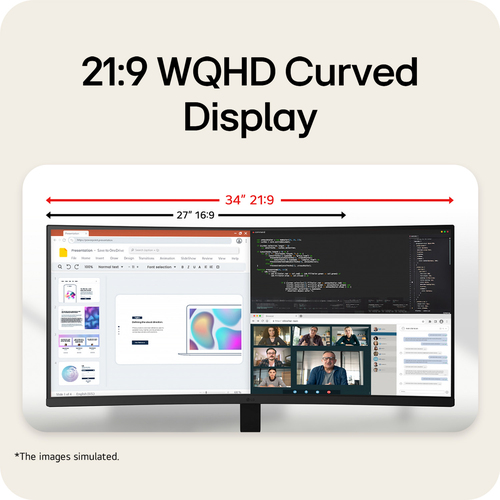 LG UltraWide U6 34U601B, 34-inch WQHD Curved (1800R) 120Hz Monitor, HDR10 & 99% sRGB AMD FreeSync™ Premium. Display diagon