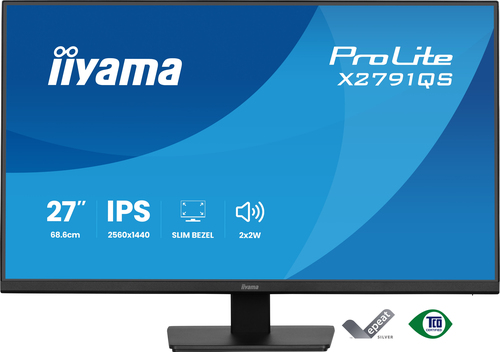 iiyama ProLite X2791QS-B1. Bildschirmdiagonale: 68,6 cm (27"), Display-Auflösung: 2560 x 1440 Pixel, HD-Typ: Quad HD, Bild