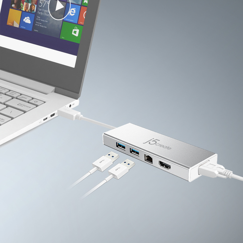 Docking station j5create per Monitor, Computer portatile - Argento - 2 Display supportati - 2K - 2048 x 1152 - 1 x USB 2.0
