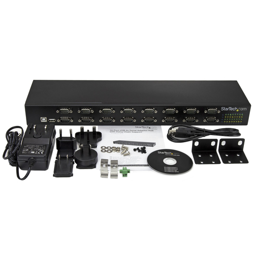 StarTech.com USB to Serial Hub - 16 Port - COM Port Retention - Rack Mount and Daisy Chainable - USB to RS232 Hub - Conver
