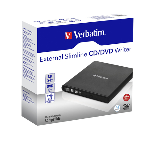 Verbatim DVD-Brenner - Extern - 1 Stück - DVD±R/±RW Unterstützung - 24x CD Wiederbeschreiben - 8x DVD Wiederbeschreiben - 