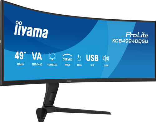 iiyama ProLite XCB4994DQSU-B1 49 Zoll Klasse Dual Quad HD (DQHD) Gekrümmter Bildschirm LED-Monitor - 32:9 Format - Mattsch