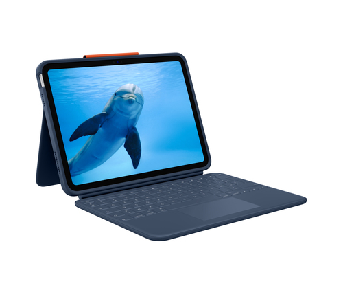 Housse/Clavier Logitech Rugged Combo 4 Touch Durci Apple iPad (10e génération) Tablette - Bleu classique - Résistant aux c
