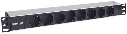 Intellinet 19" 1U Rackmount 8-Output Power Distribution Unit (PDU) EU CEE 7/3 Outlets, With LED Indicator Only, No Surge P