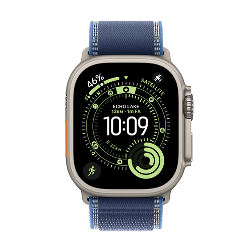 Apple Watch Ultra 3 Smartwatch - 49 mm Case Height - 44 mm Case Width - Natürlich Tasche, Farbe - Blau, Hellblau Band Colo