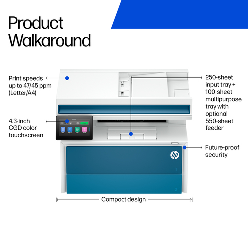 HP LaserJet Pro 4113dw Wired Laser Multifunction Printer - Monochrome - Copier/Printer/Scanner - Automatic Duplex Print - 